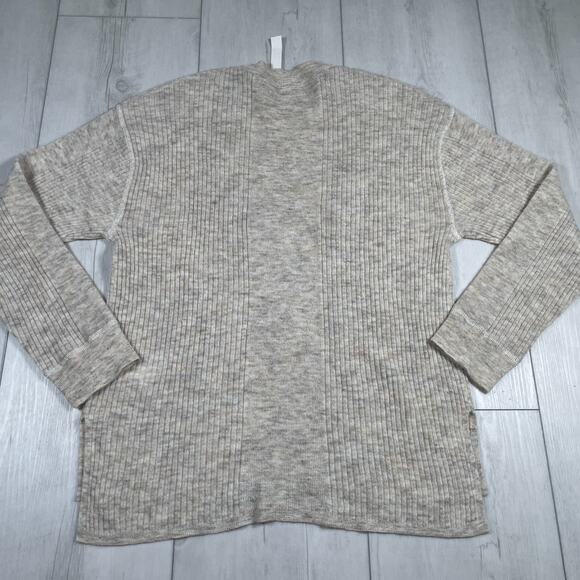 NWT Madewell Women's Medium Ribbed Crewneck Alpaca Sweater Heathered Brown Crew - Picture 5 of 11